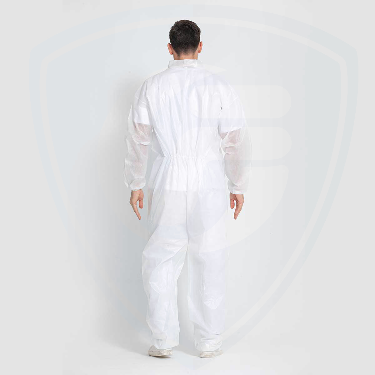 Overol desechable antiestático de seguridad industrial no tejido PP+PE blanco sin capucha
